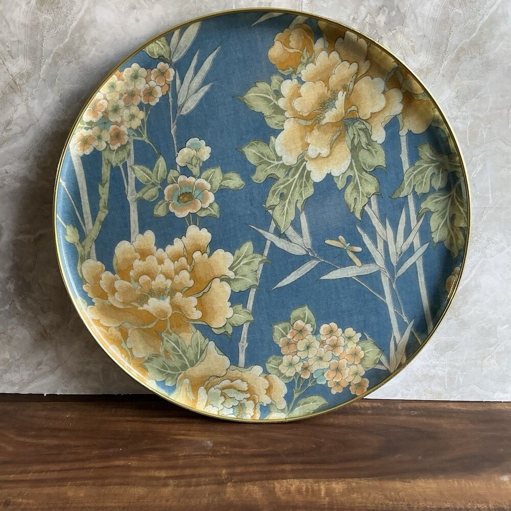 Vintage Mid-Century Fiberglass Serving Tray Platter 17” Round | MCM Retro | F4